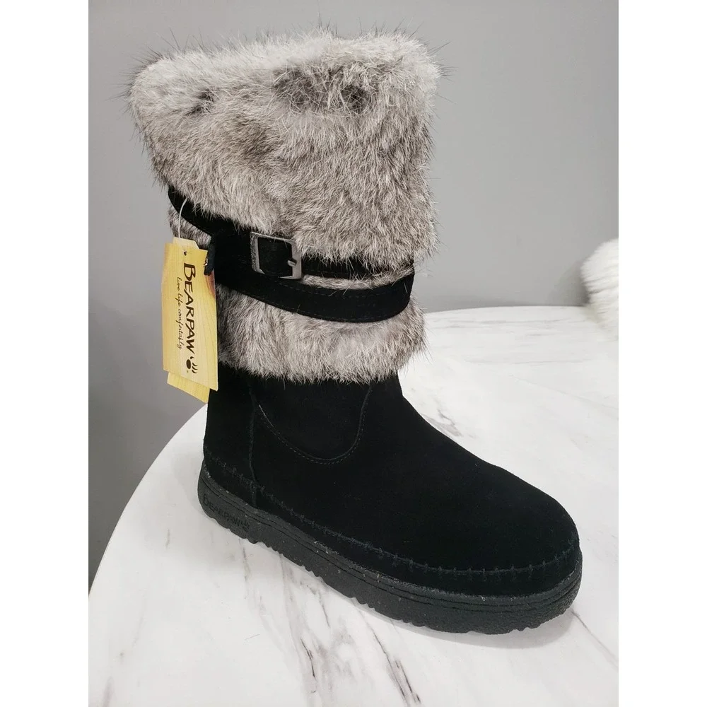 NEW NO BOX SIZE 7 Bearpaw Kara Fur Suede Mid Calf Boots Warm Winter Boots